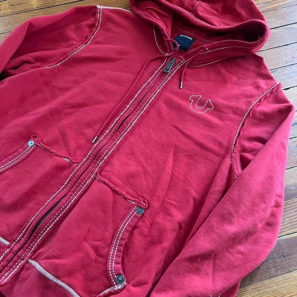 Y2K 2000s True Religion zip up hoodie size 2XL